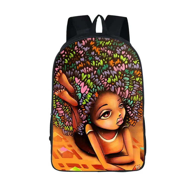 African American Student School Bags Notebook Backpacks 3D Printed Oxford Waterproof Travel Bags
