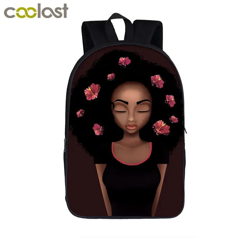 African American Student School Bags Notebook Backpacks 3D Printed Oxford Waterproof Travel Bags