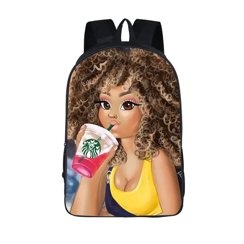 African American Student School Bags Notebook Backpacks 3D Printed Oxford Waterproof Travel Bags