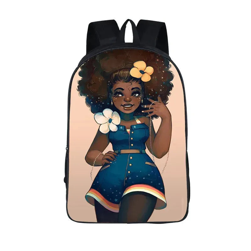 African American Student School Bags Notebook Backpacks 3D Printed Oxford Waterproof Travel Bags