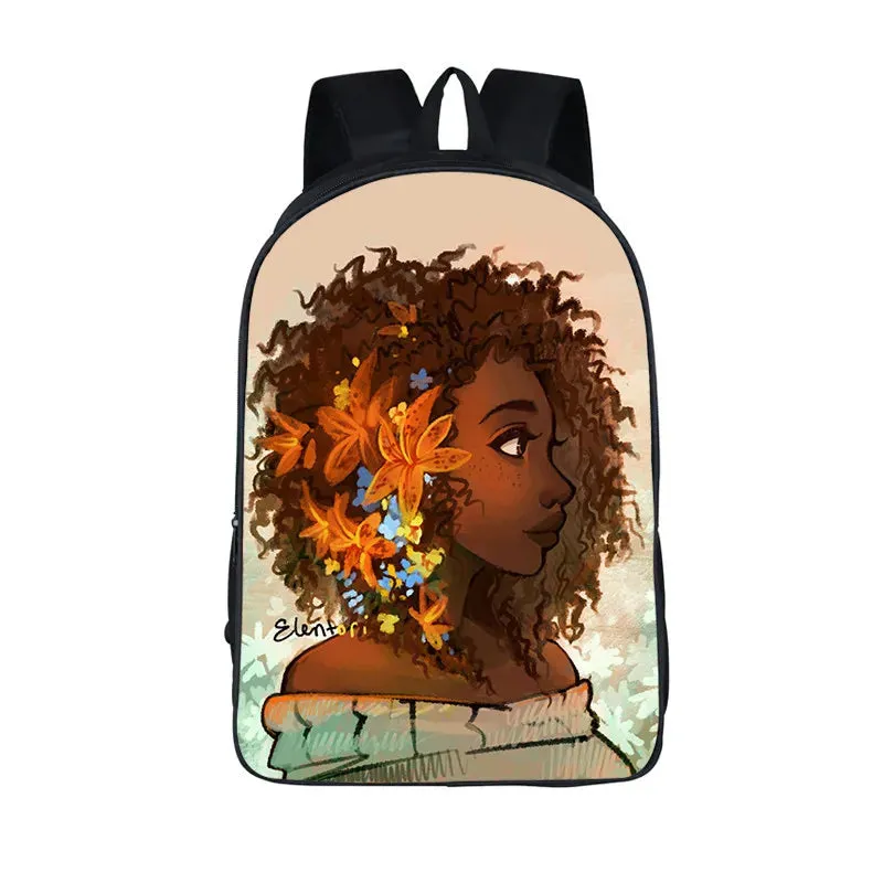 African American Student School Bags Notebook Backpacks 3D Printed Oxford Waterproof Travel Bags