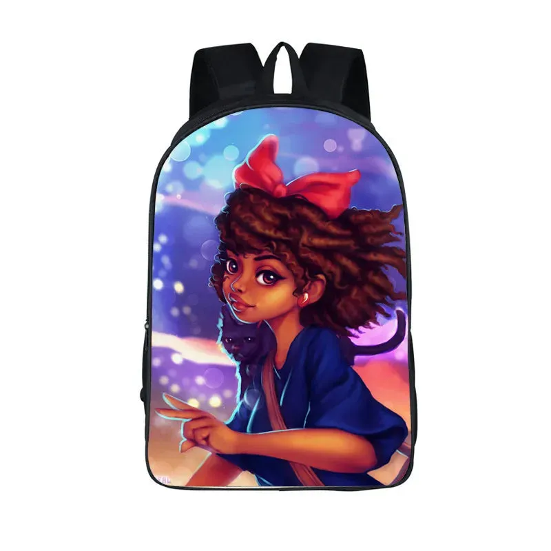 African American Student School Bags Notebook Backpacks 3D Printed Oxford Waterproof Travel Bags