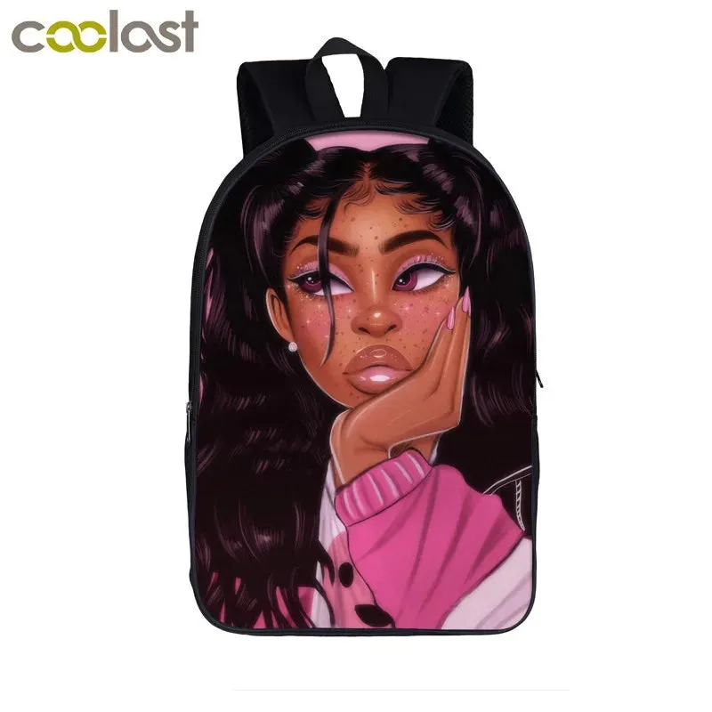African American Student School Bags Notebook Backpacks 3D Printed Oxford Waterproof Travel Bags