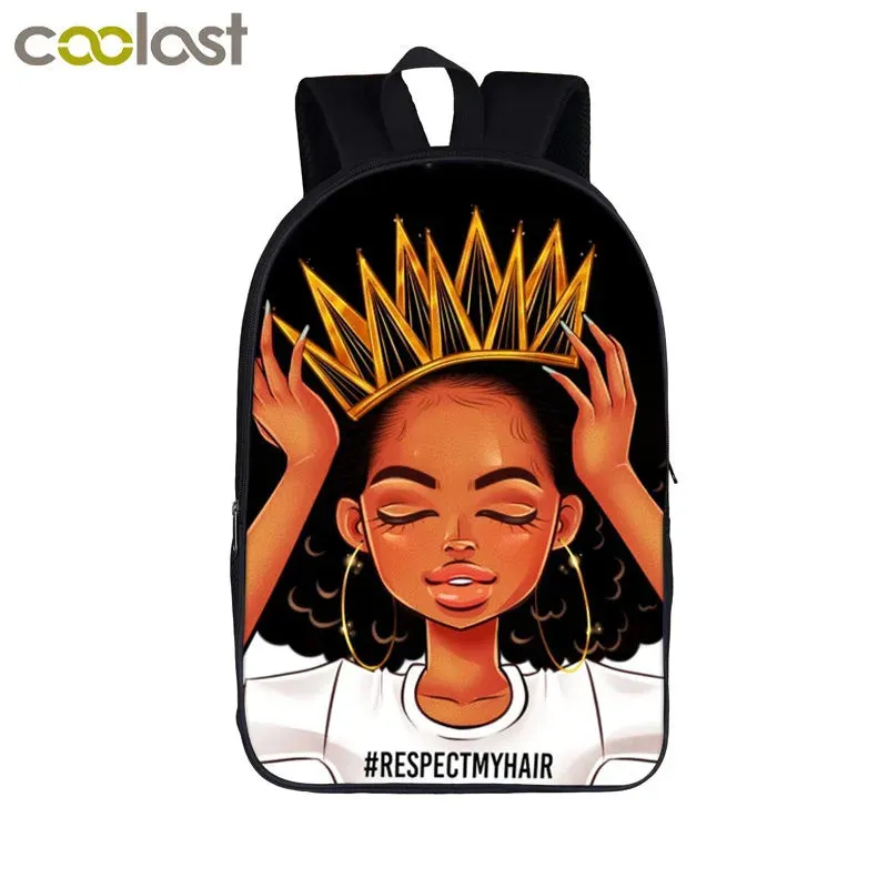African American Student School Bags Notebook Backpacks 3D Printed Oxford Waterproof Travel Bags