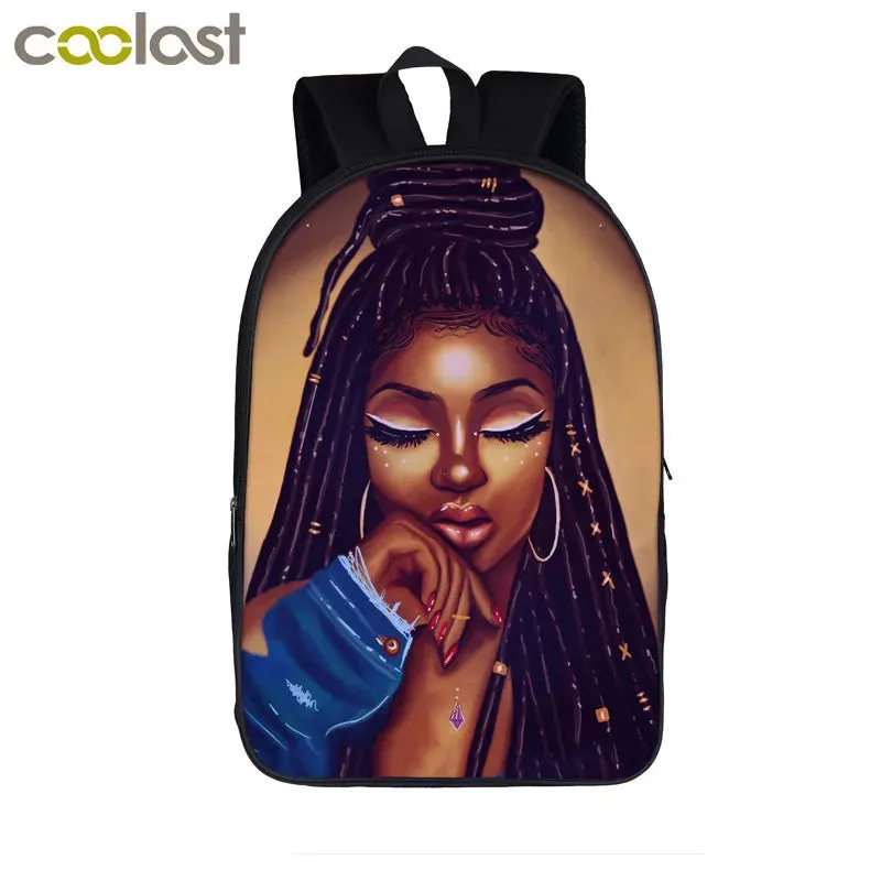 African American Student School Bags Notebook Backpacks 3D Printed Oxford Waterproof Travel Bags