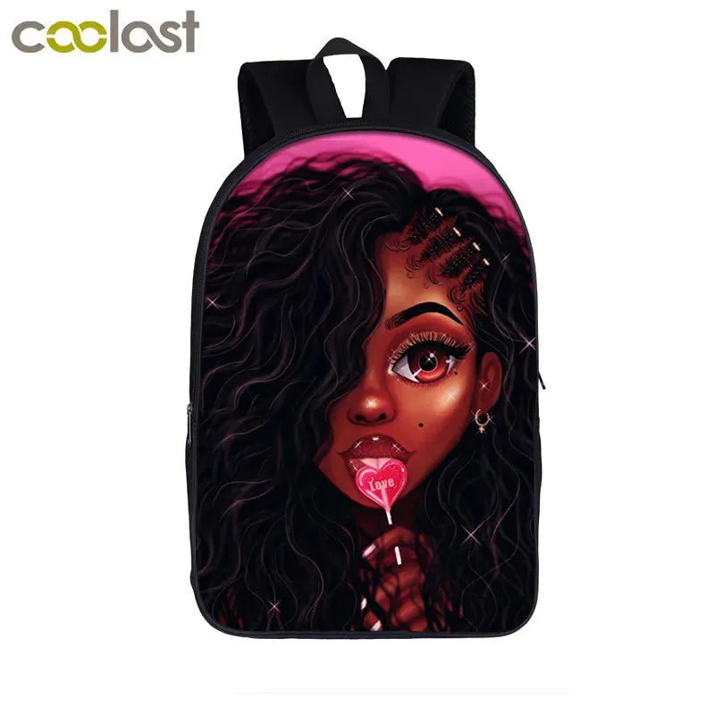 African American Student School Bags Notebook Backpacks 3D Printed Oxford Waterproof Travel Bags