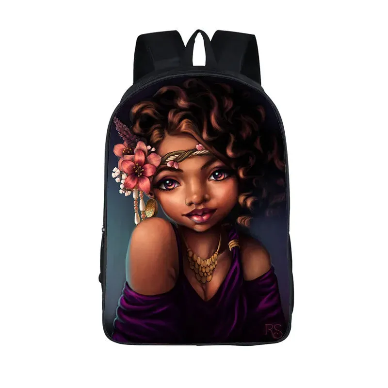 African American Student School Bags Notebook Backpacks 3D Printed Oxford Waterproof Travel Bags