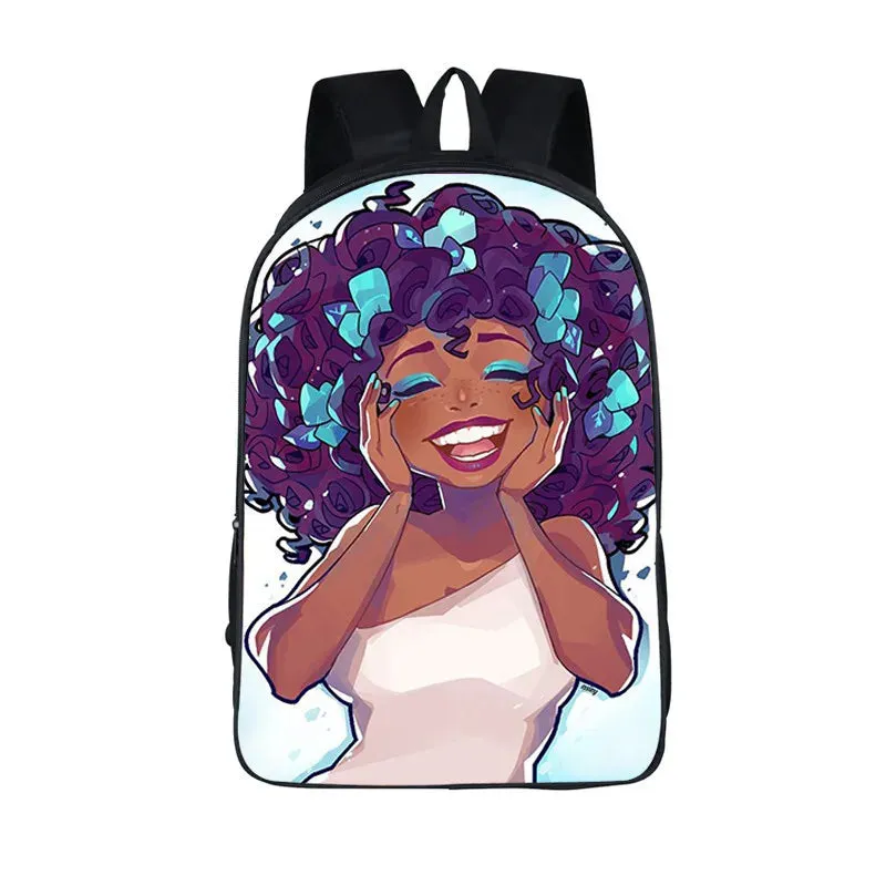 African American Student School Bags Notebook Backpacks 3D Printed Oxford Waterproof Travel Bags