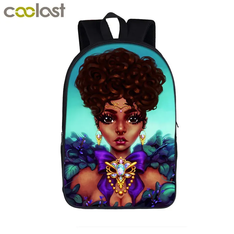 African American Student School Bags Notebook Backpacks 3D Printed Oxford Waterproof Travel Bags