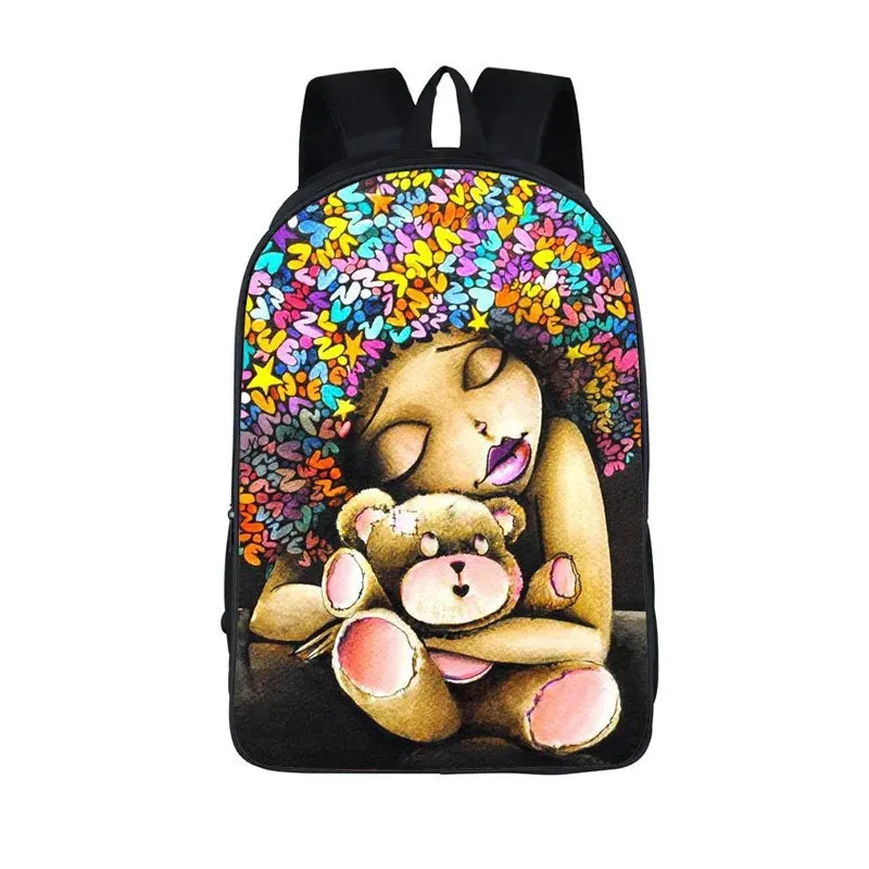 African American Student School Bags Notebook Backpacks 3D Printed Oxford Waterproof Travel Bags