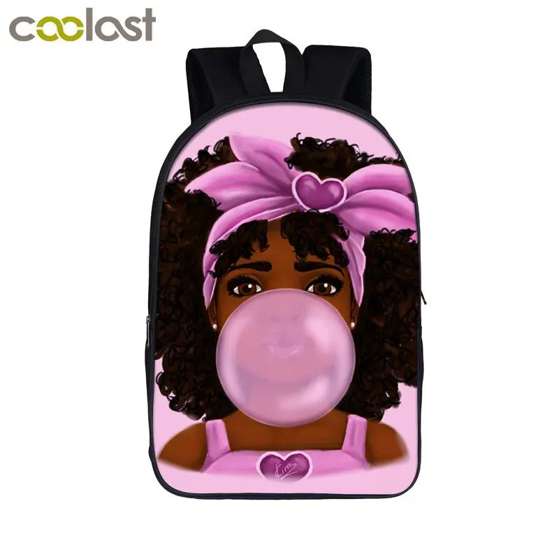 African American Student School Bags Notebook Backpacks 3D Printed Oxford Waterproof Travel Bags