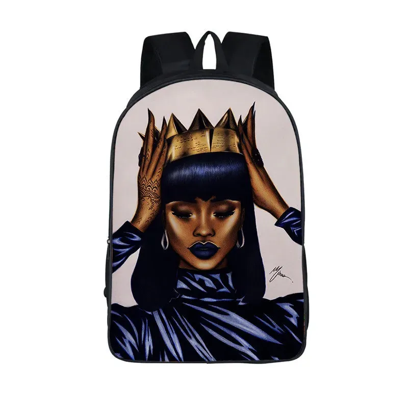 African American Student School Bags Notebook Backpacks 3D Printed Oxford Waterproof Travel Bags