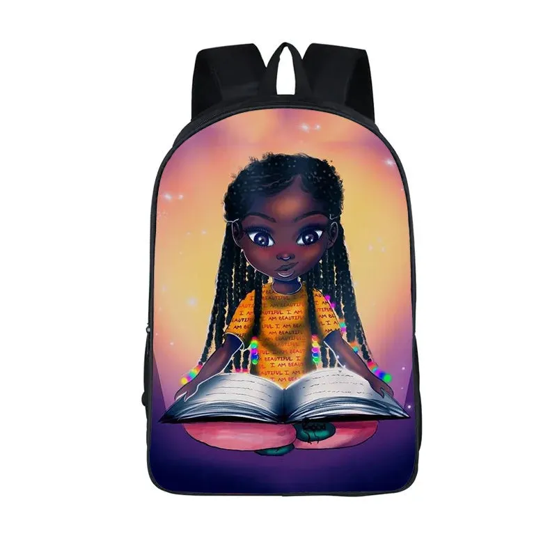 African American Student School Bags Notebook Backpacks 3D Printed Oxford Waterproof Travel Bags