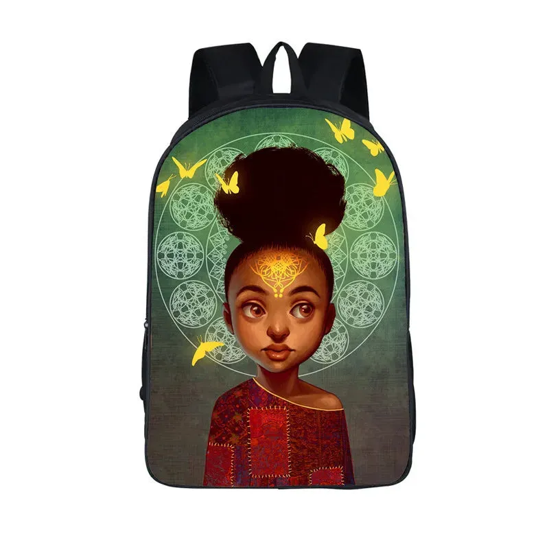 African American Student School Bags Notebook Backpacks 3D Printed Oxford Waterproof Travel Bags
