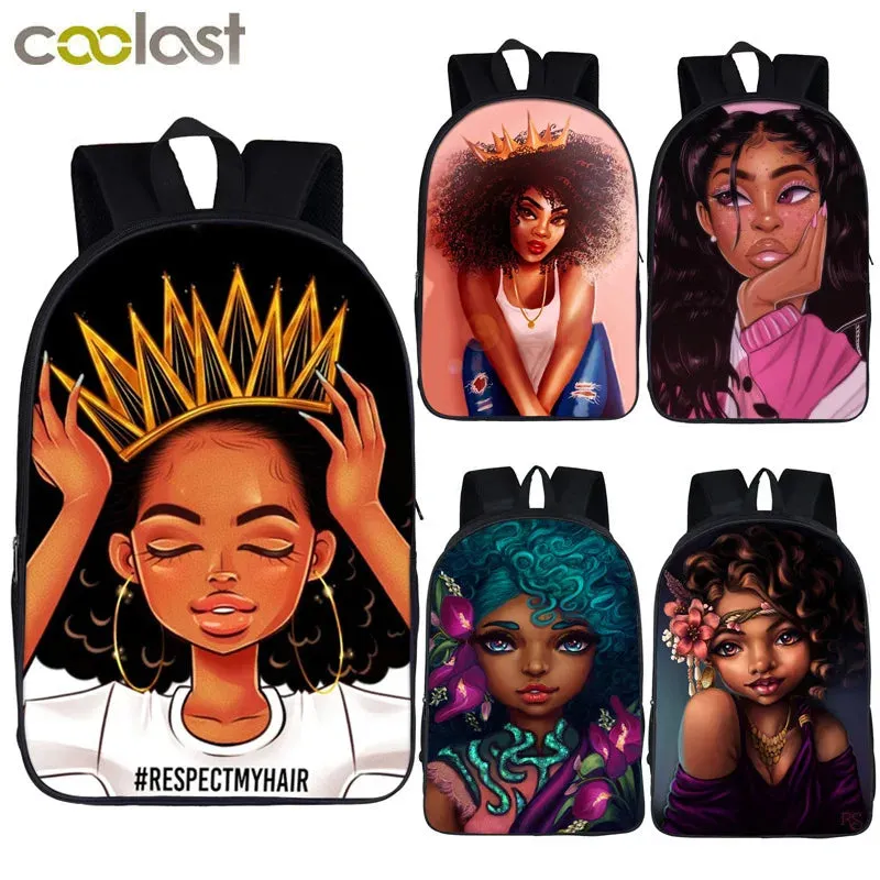 African American Student School Bags Notebook Backpacks 3D Printed Oxford Waterproof Travel Bags