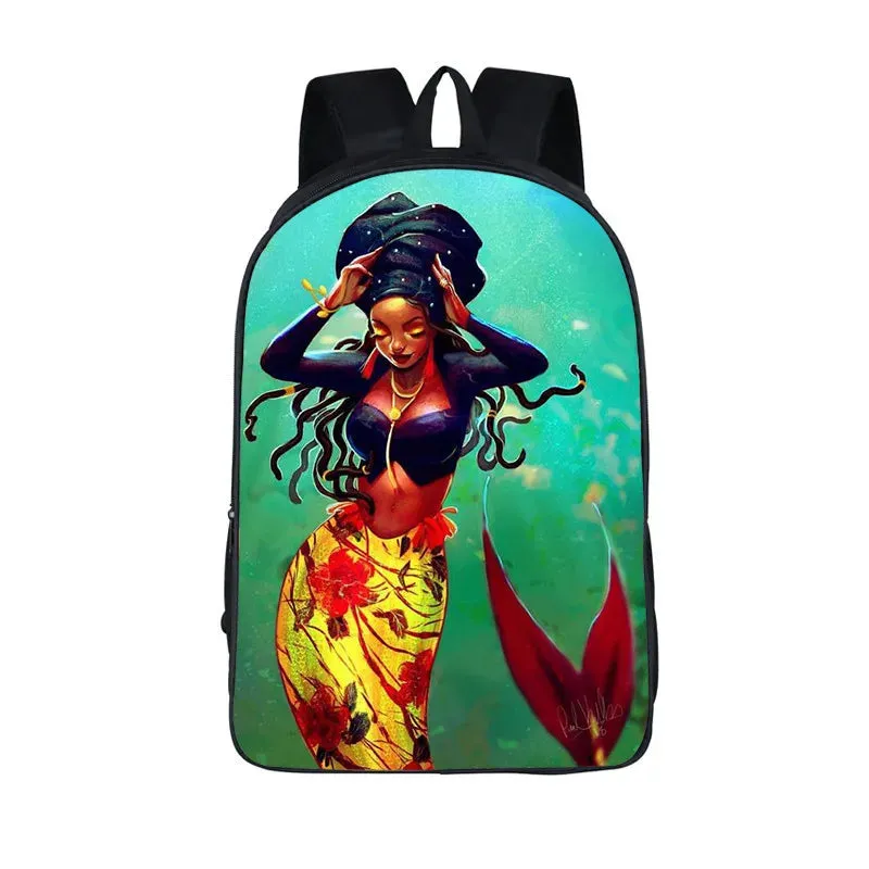 African American Student School Bags Notebook Backpacks 3D Printed Oxford Waterproof Travel Bags