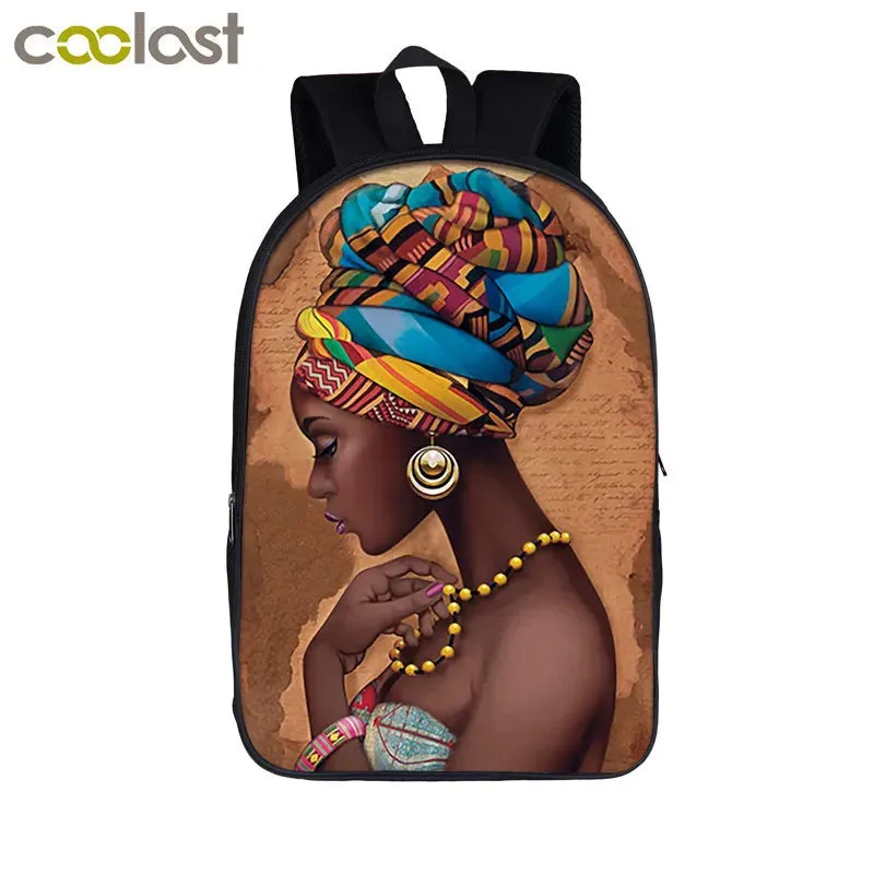 African American Student School Bags Notebook Backpacks 3D Printed Oxford Waterproof Travel Bags