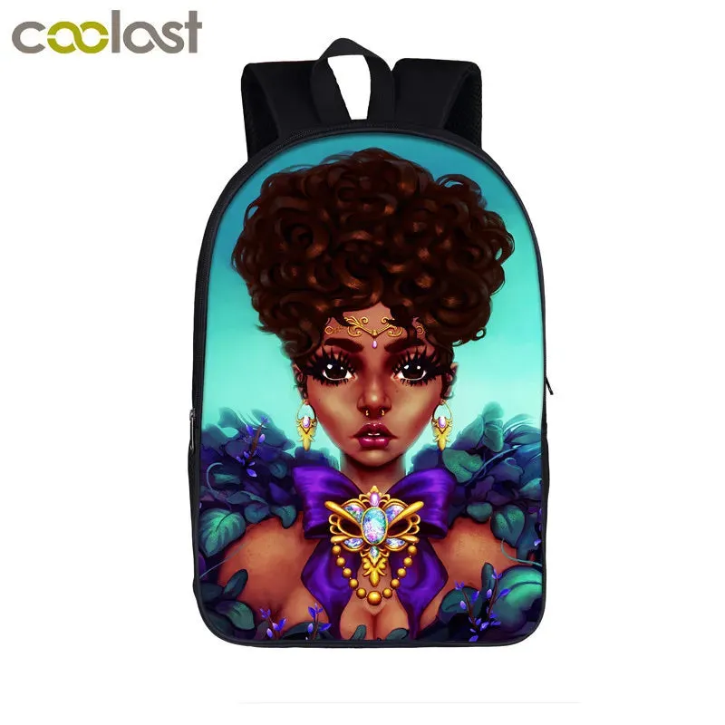 African American Student School Bags Notebook Backpacks 3D Printed Oxford Waterproof Travel Bags