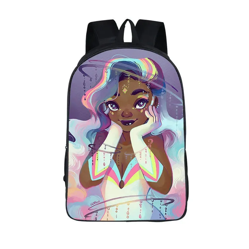 African American Student School Bags Notebook Backpacks 3D Printed Oxford Waterproof Travel Bags