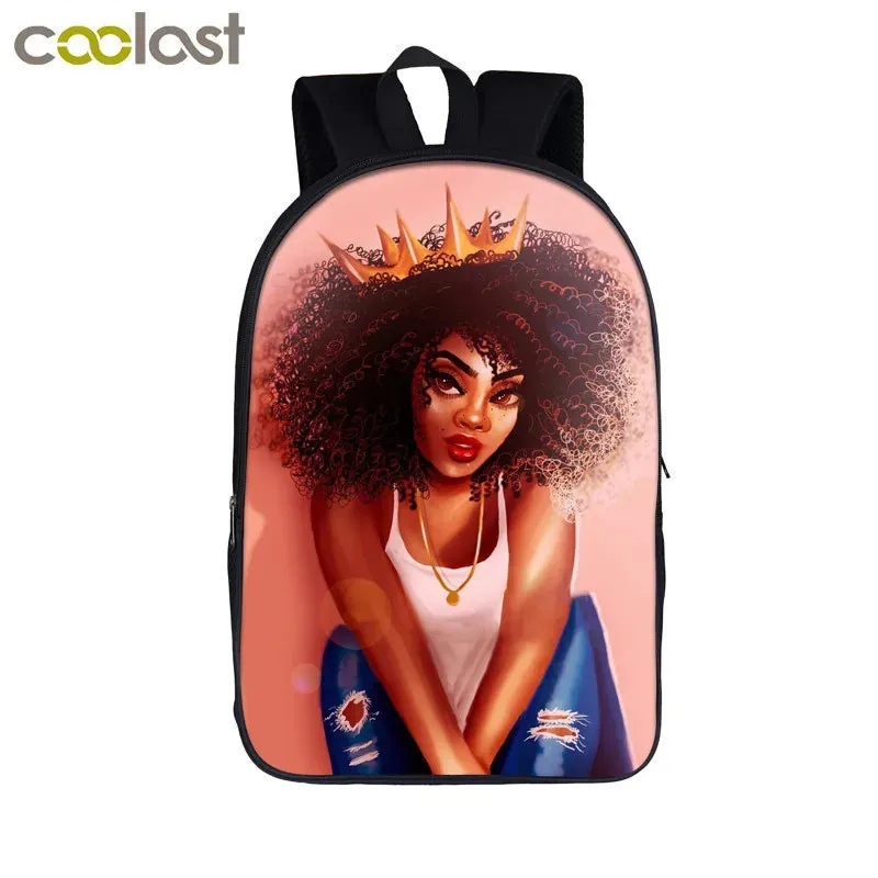 African American Student School Bags Notebook Backpacks 3D Printed Oxford Waterproof Travel Bags