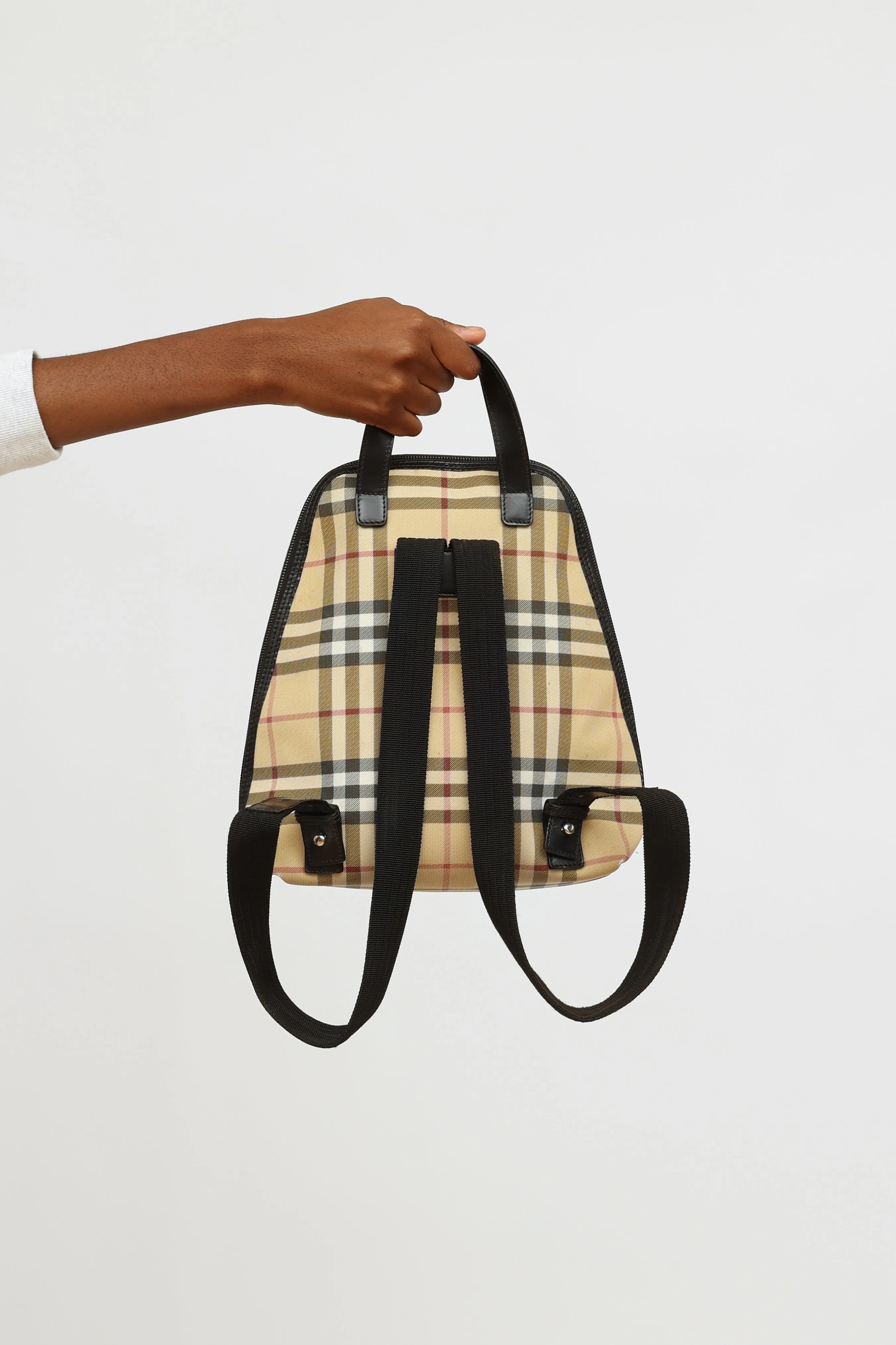 Beige Nova Check Canvas Backpack