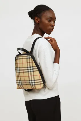 Beige Nova Check Canvas Backpack
