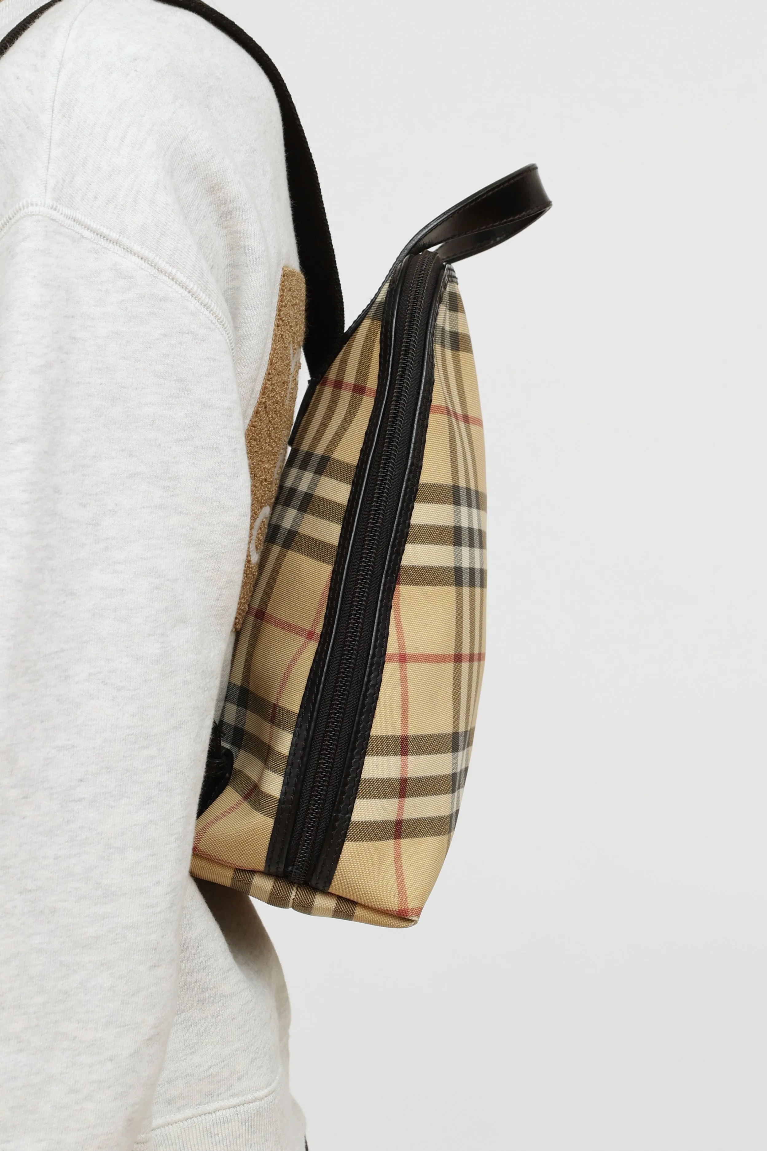 Beige Nova Check Canvas Backpack