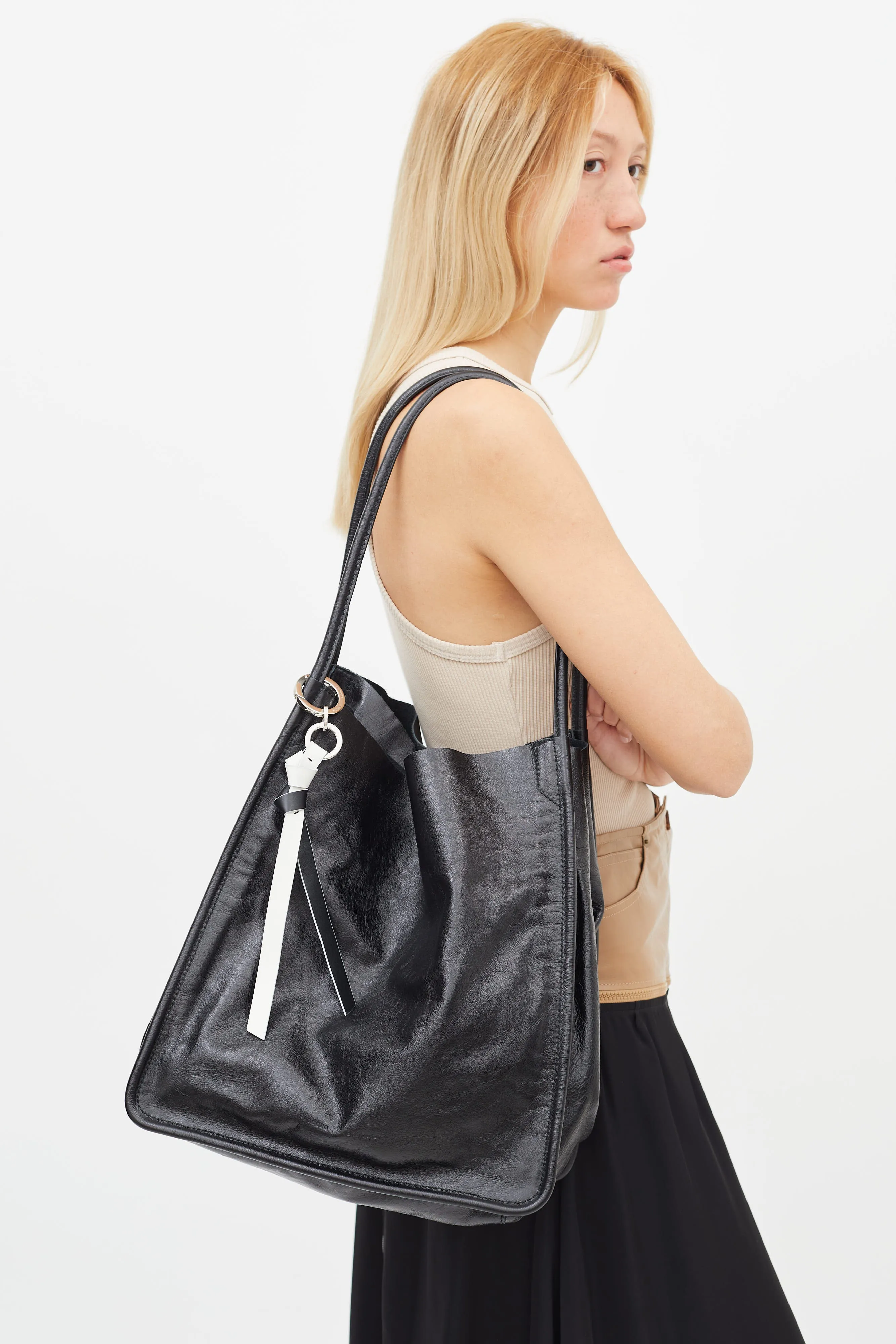 Black Leather XL Tote Bag