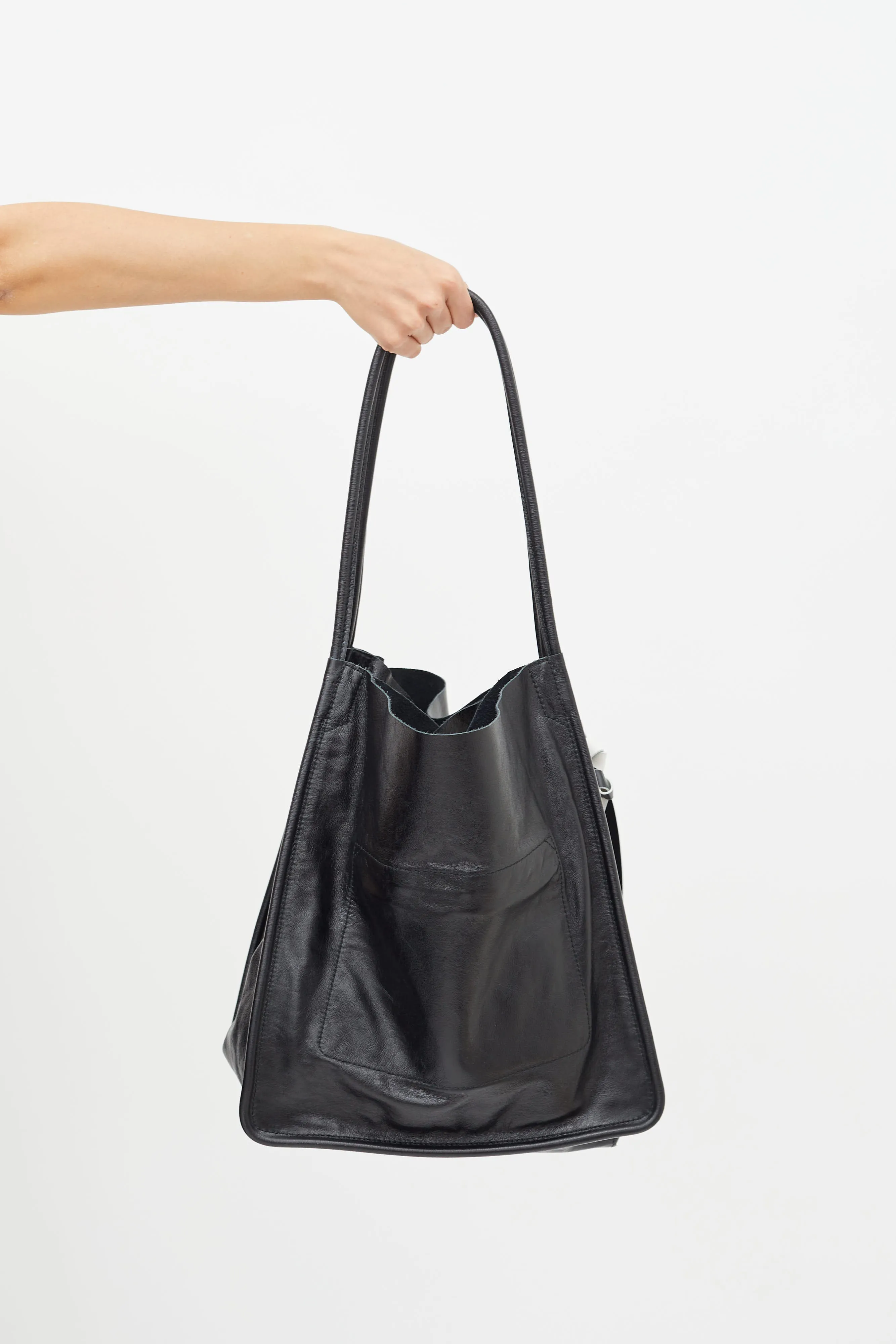 Black Leather XL Tote Bag