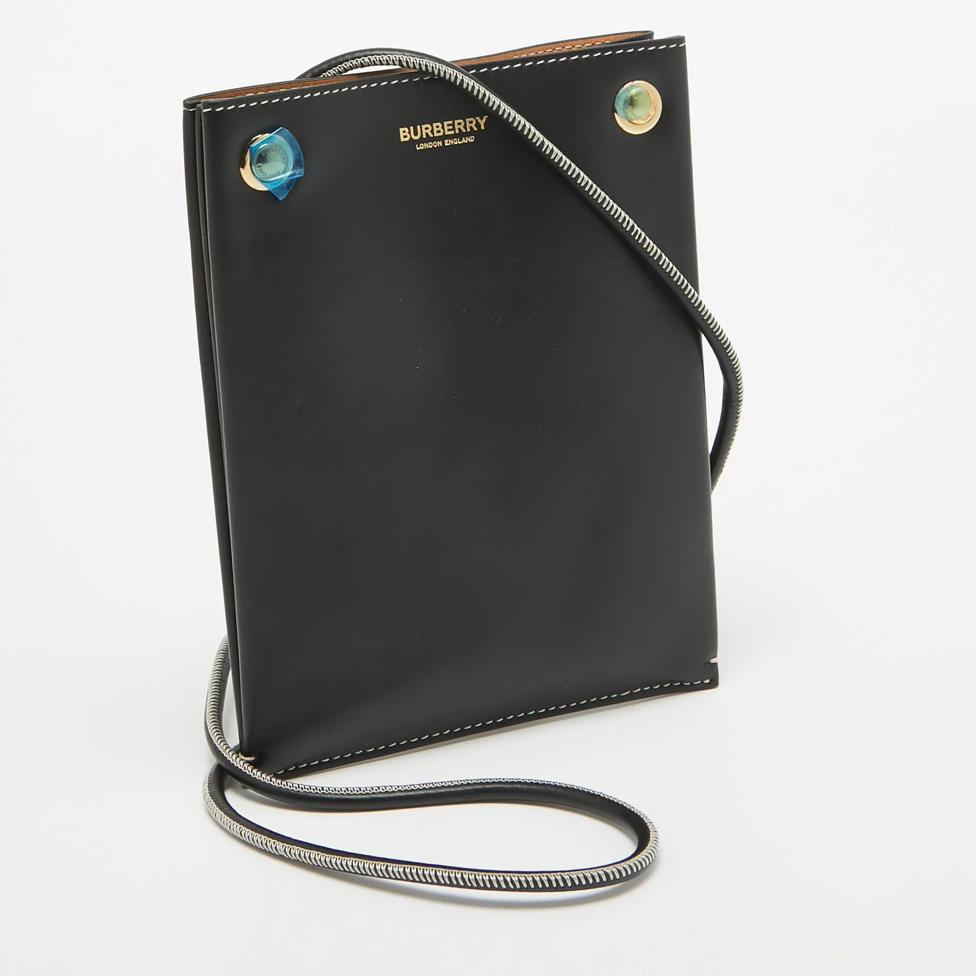 BURBERRY Black Leather Small Rivet Crossbody Bag