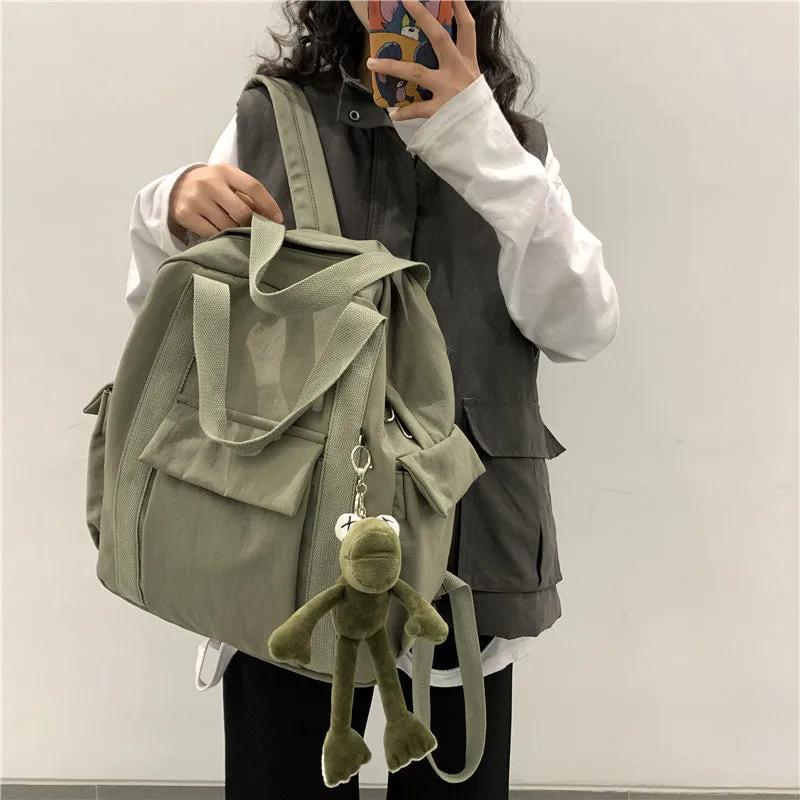 Canvas Backpack for Women Student Satchel