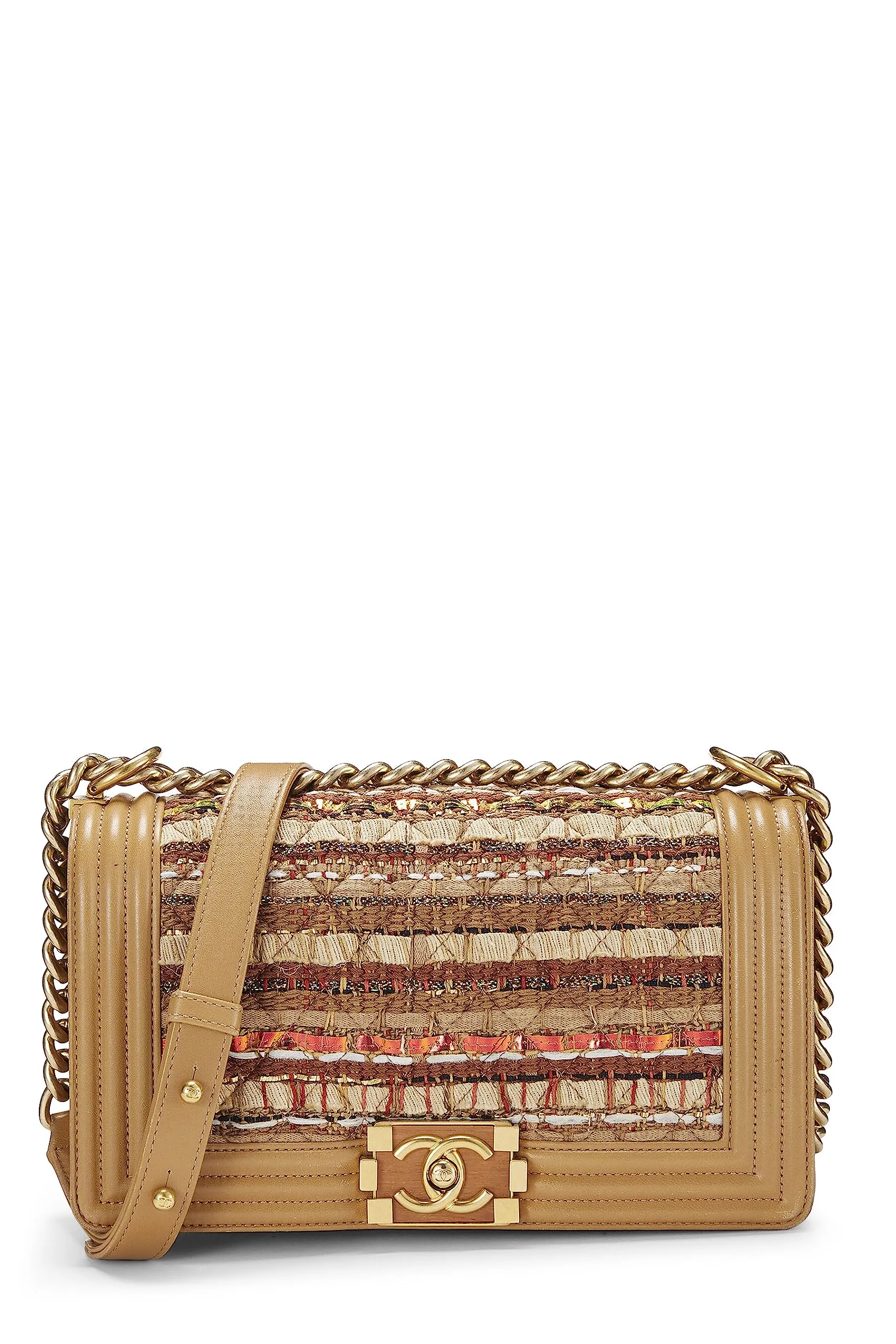 Chanel,  Beige Tweed Boy Bag Medium, Beige