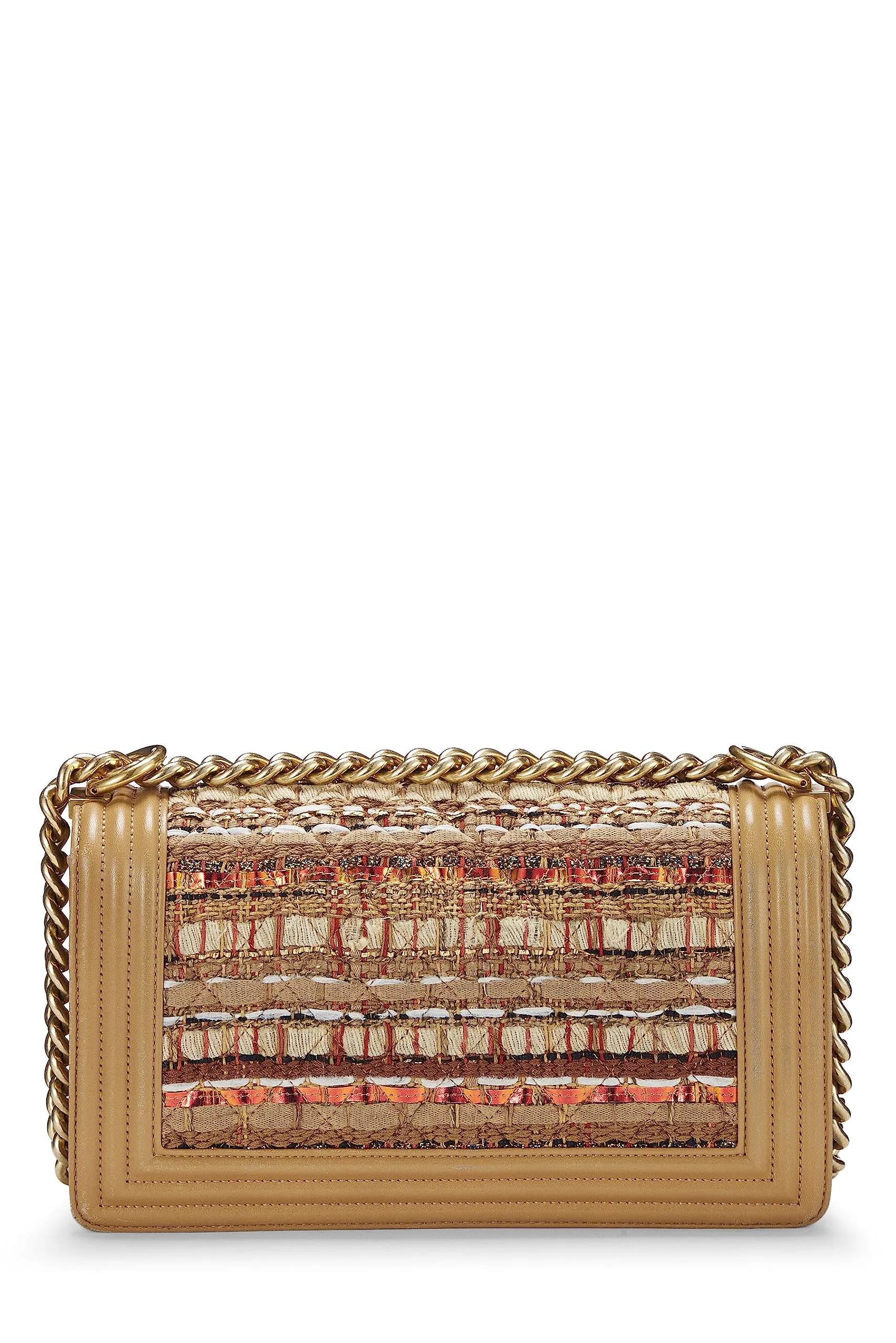 Chanel,  Beige Tweed Boy Bag Medium, Beige
