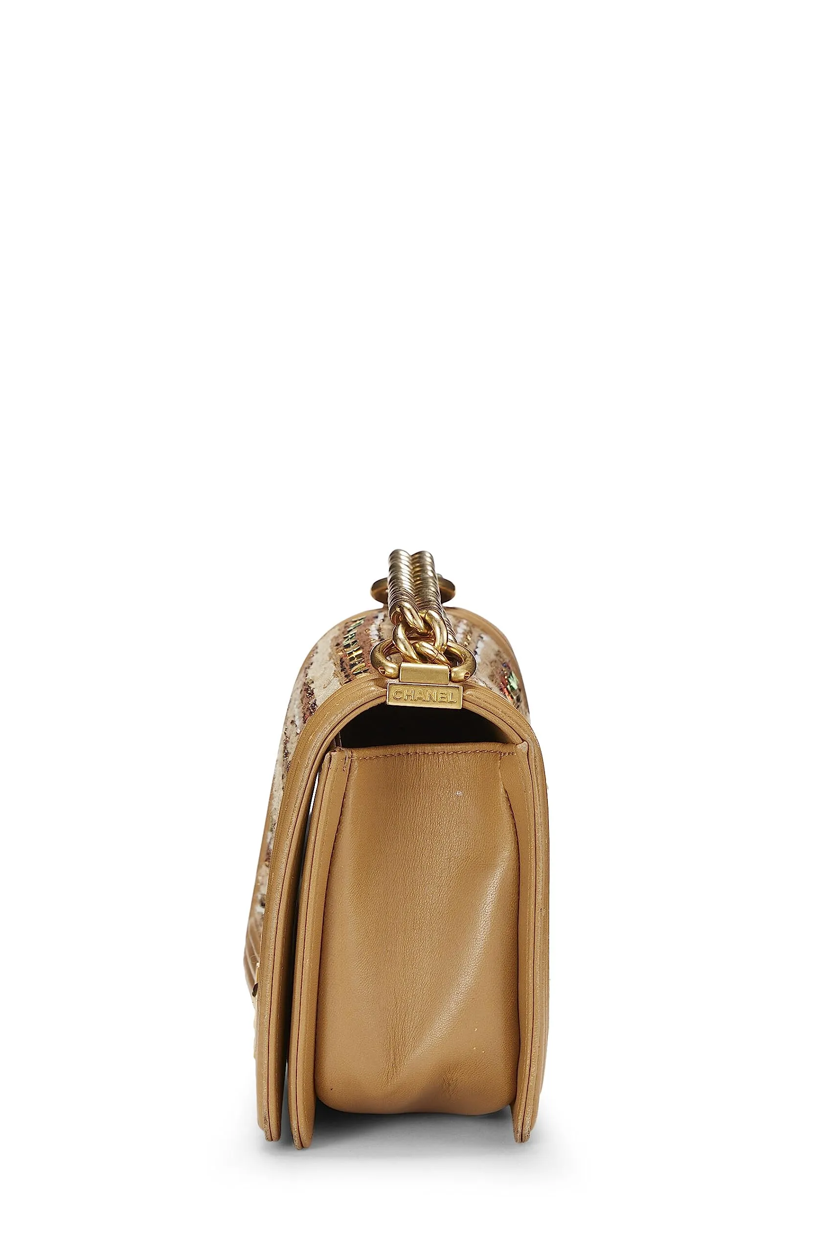 Chanel,  Beige Tweed Boy Bag Medium, Beige