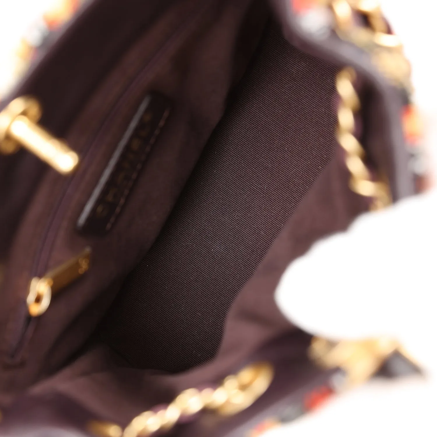 Chanel Small Drawstring Backpack Multicolored Tweed Antique Gold Hardware