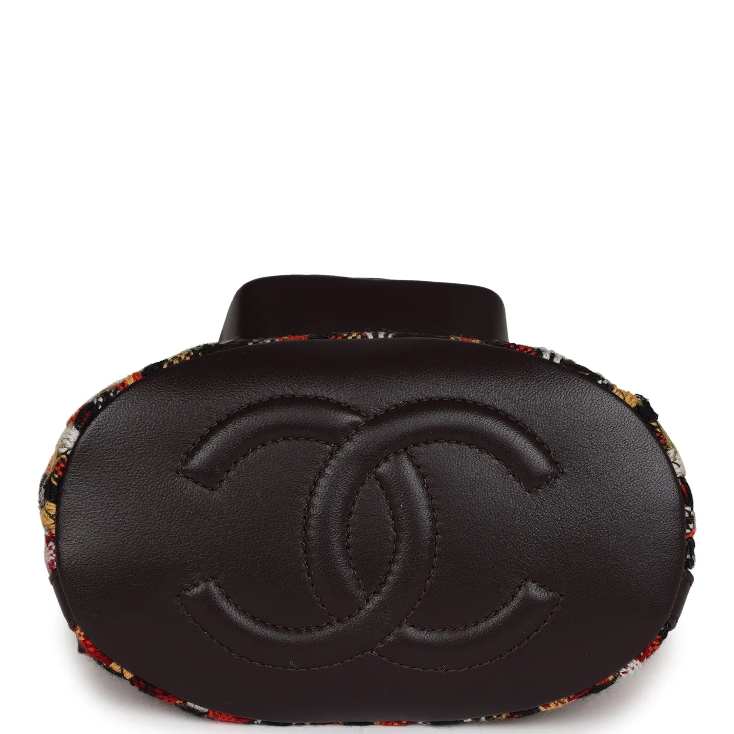 Chanel Small Drawstring Backpack Multicolored Tweed Antique Gold Hardware