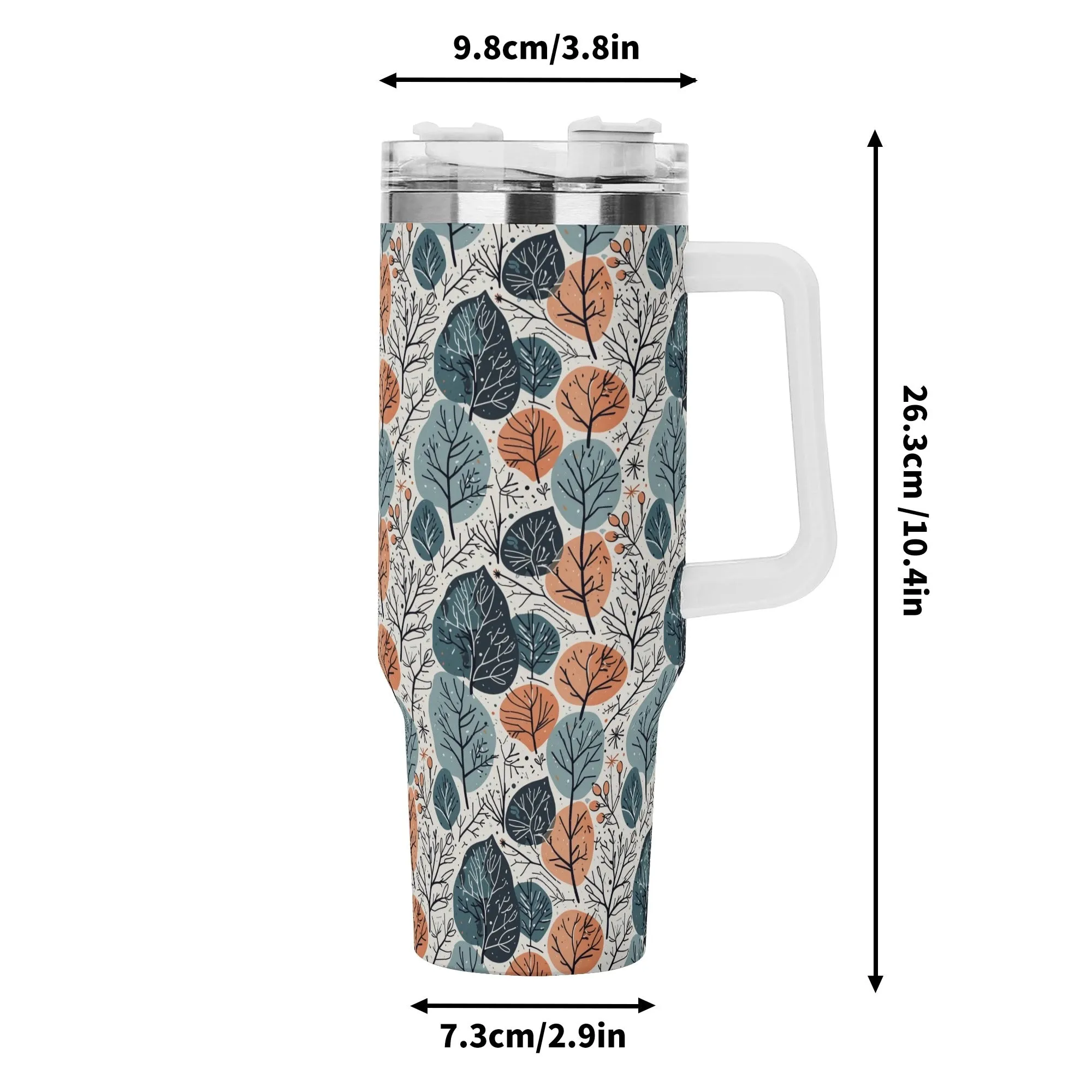 Freezing Leaves 40oz Stainless Steel Tumbler Gift With White Handle and Straw
