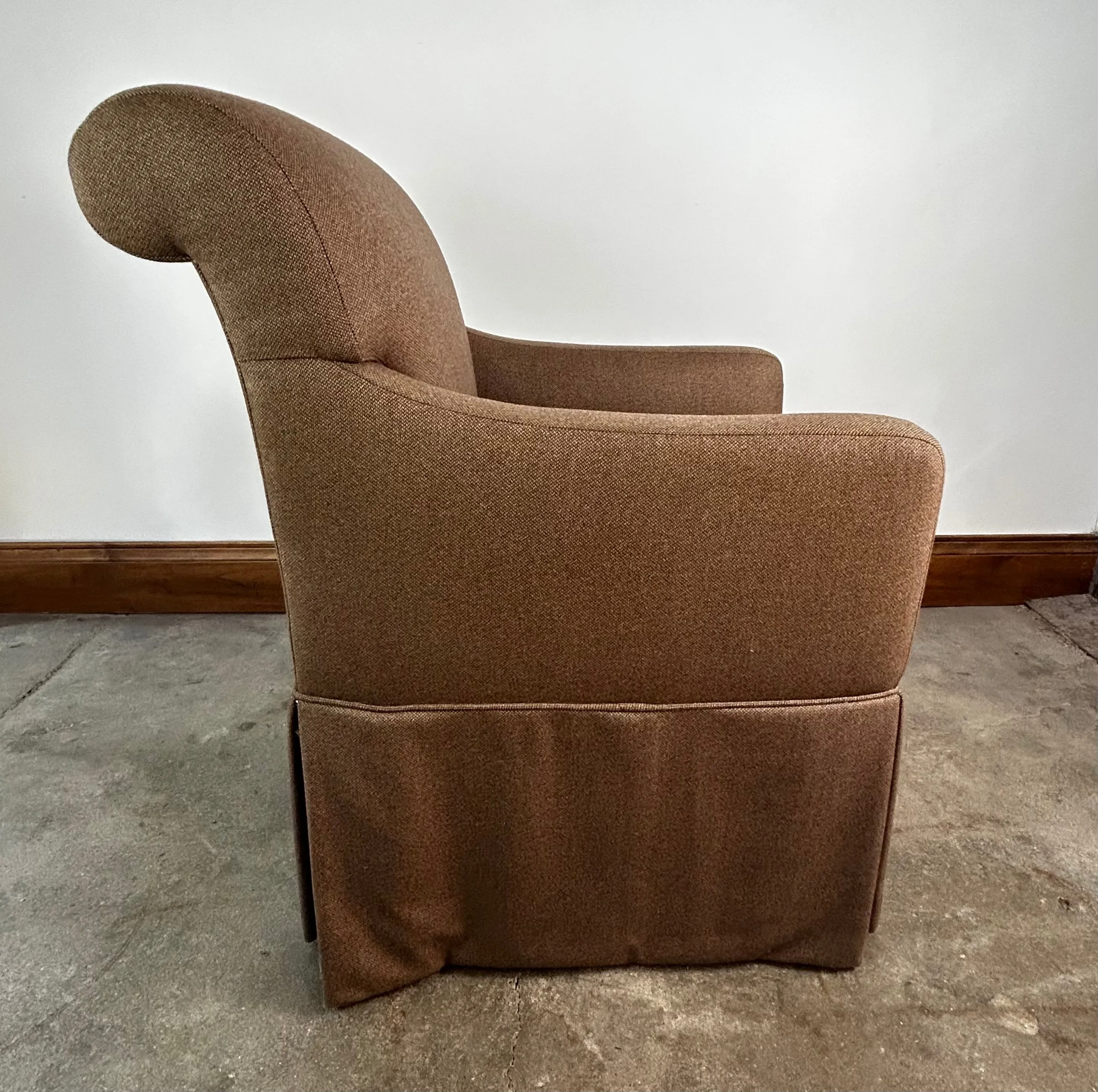 Gina B Accent Arm Chair, Taupe on Casters, Feather Stuffed