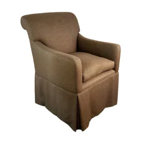 Gina B Accent Arm Chair, Taupe on Casters, Feather Stuffed