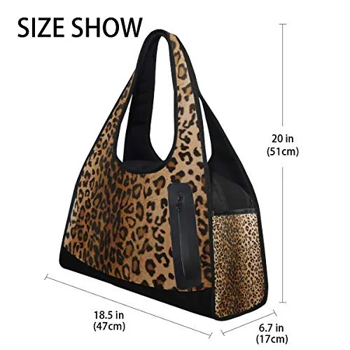 Gym Bag Brown Leopard Women Yoga Canvas Duffel Bag Sports Tote Bags for Girls