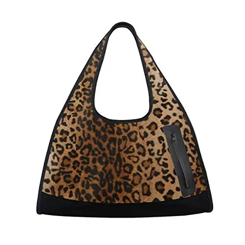Gym Bag Brown Leopard Women Yoga Canvas Duffel Bag Sports Tote Bags for Girls