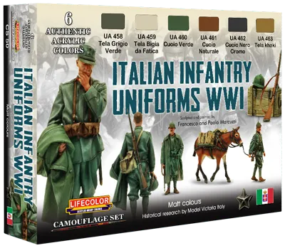 Lifecolor Italian WWI Infantry Uniform Camouflage Acrylic Set (6 22ml Bottles)