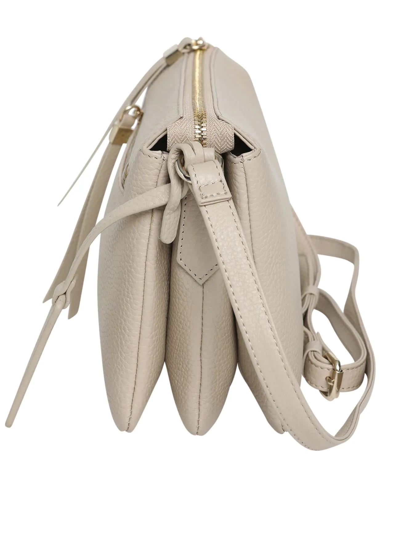 Modapelle - Cow Leather Multi Compartment Cross Body Bag in Ivory | Moda6711