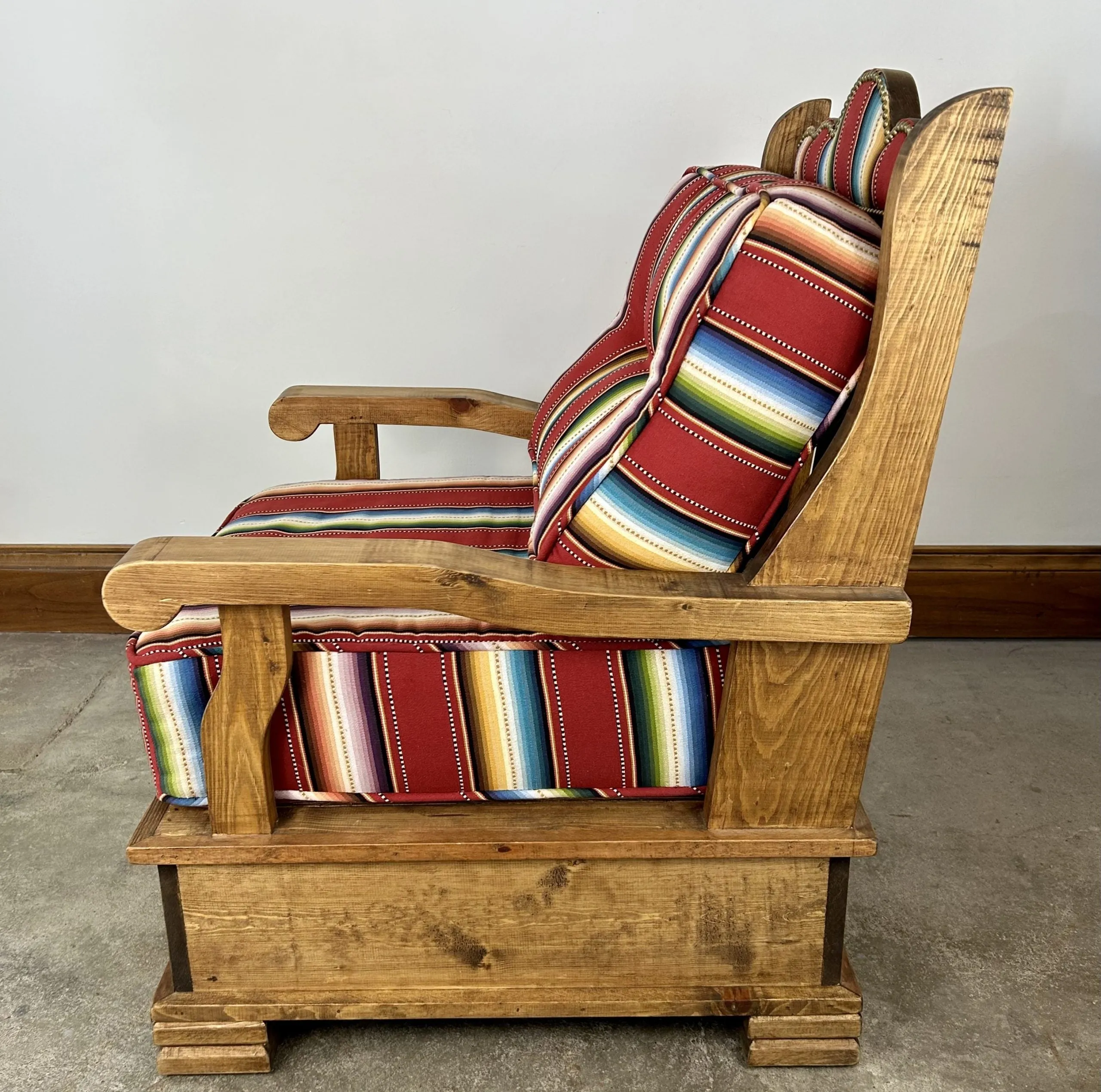 Pair of Cabin Chairs, Rustic in Style, Pine Frames, Upholstered Cushions