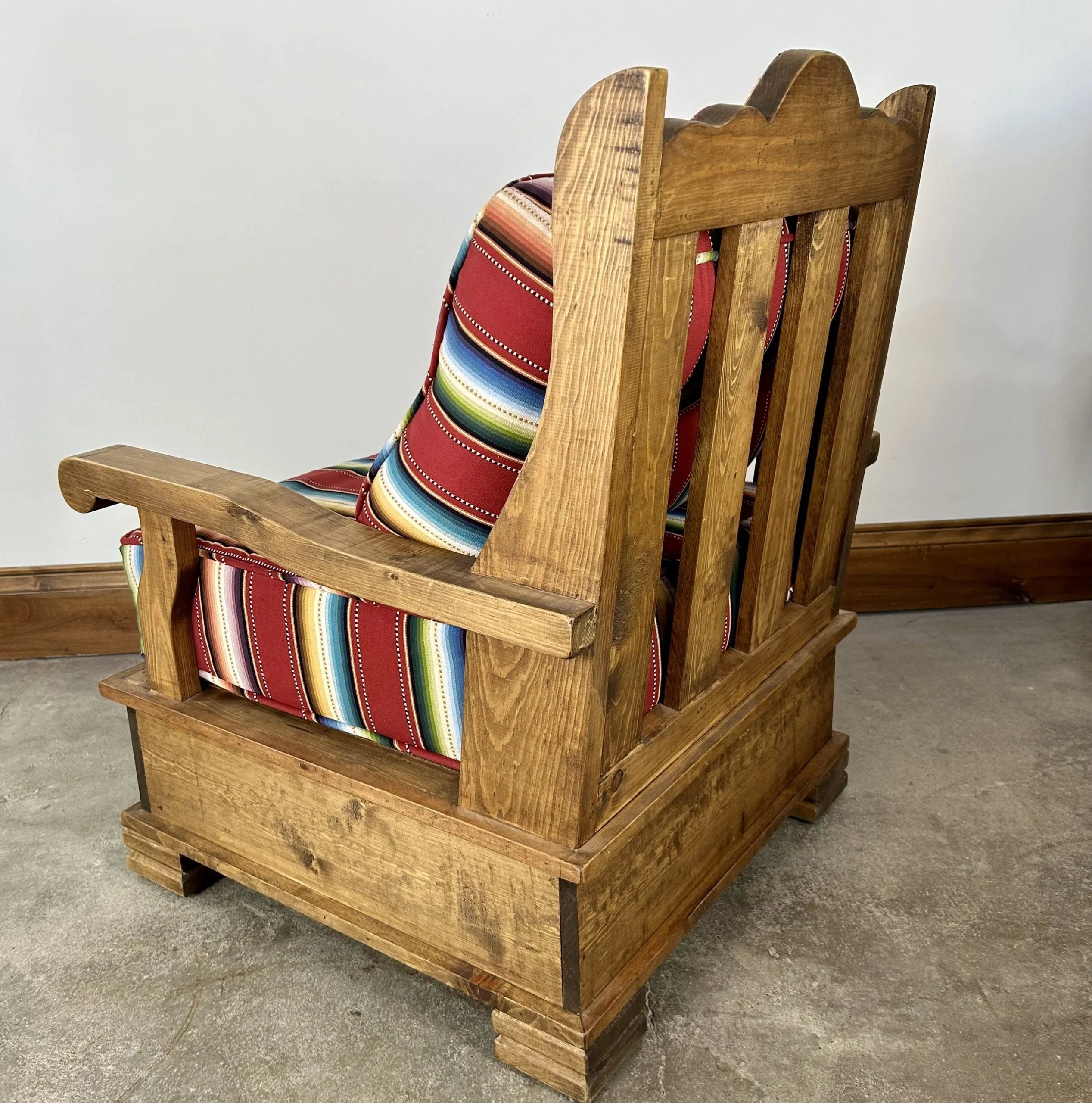 Pair of Cabin Chairs, Rustic in Style, Pine Frames, Upholstered Cushions