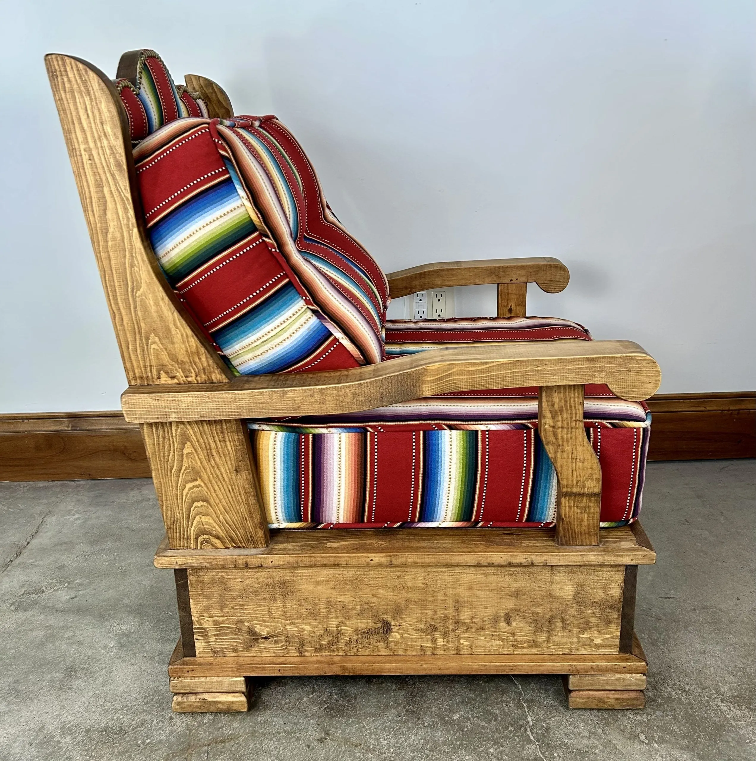 Pair of Cabin Chairs, Rustic in Style, Pine Frames, Upholstered Cushions