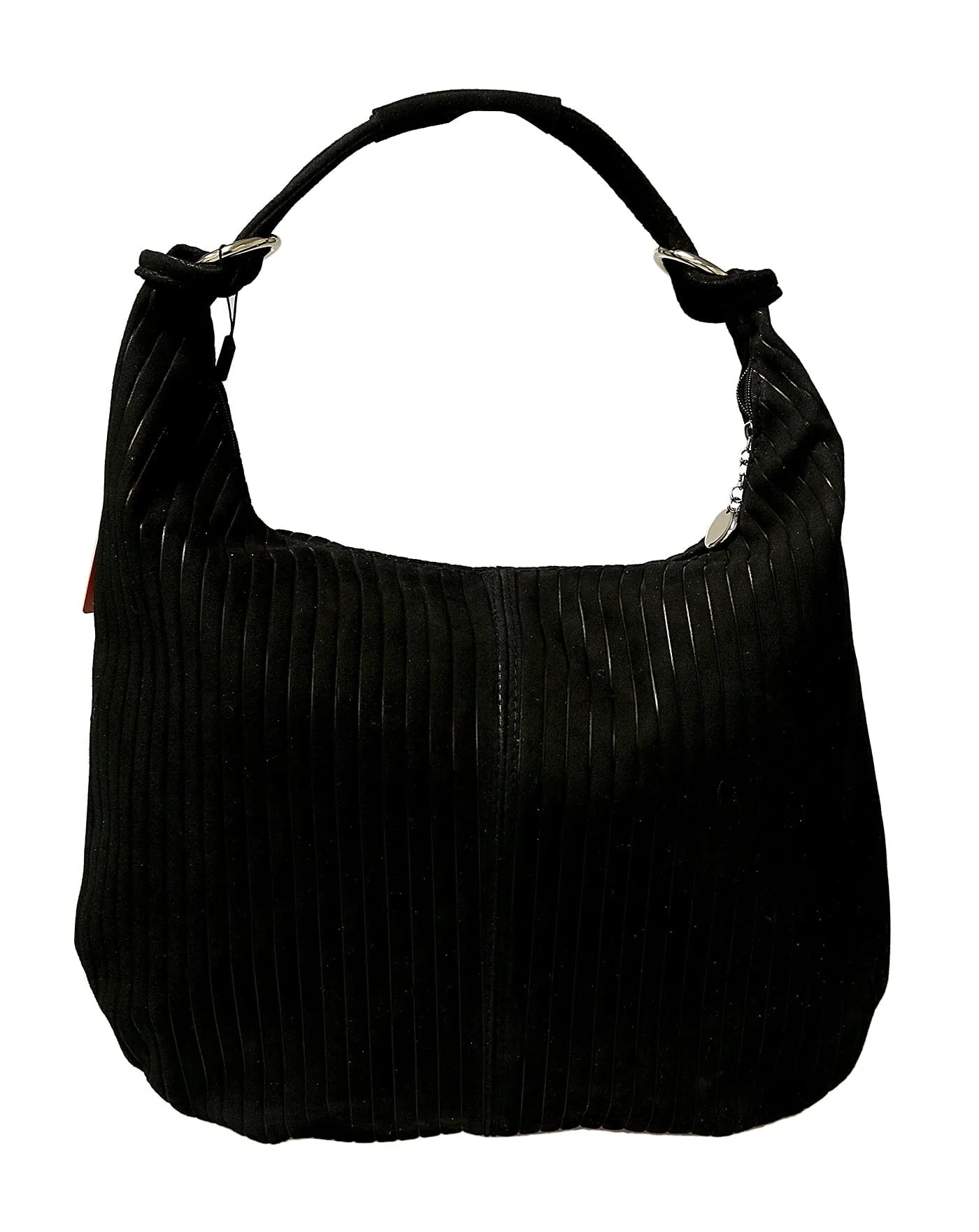 Pierre Cardin Black Leather Large Hobo Relaxed Suede Shoulder Bag
