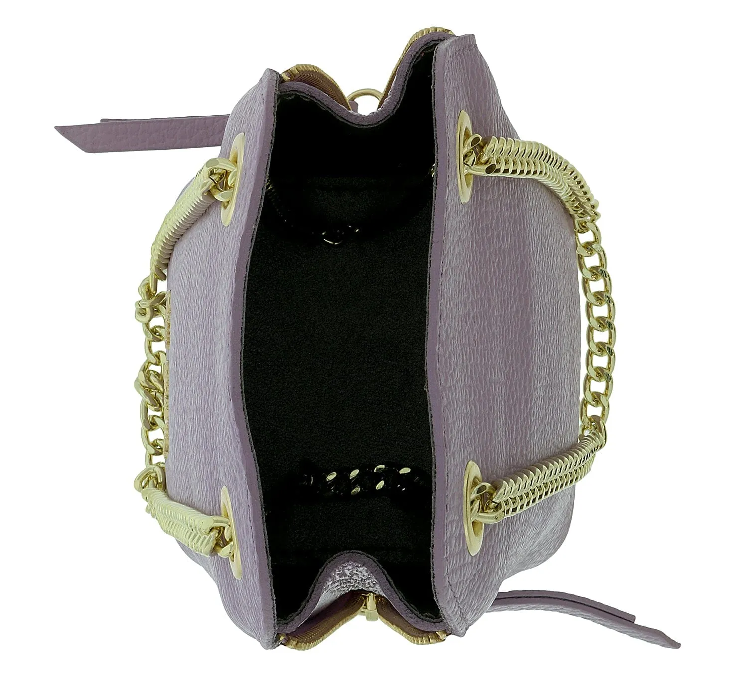 Pierre Cardin Lilac Leather Curved Structured Chain Crossbody Bag