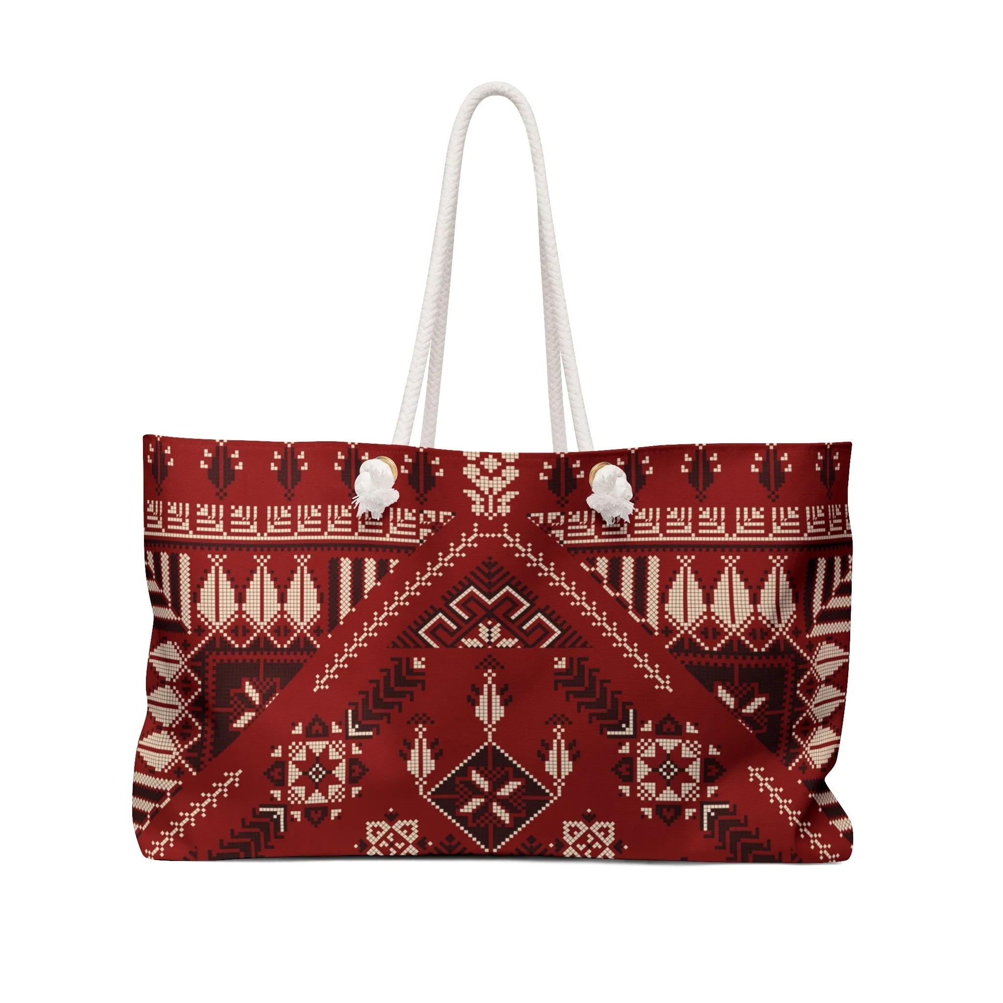 Red Tatreez Beach Bag