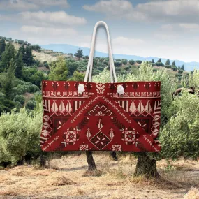 Red Tatreez Beach Bag